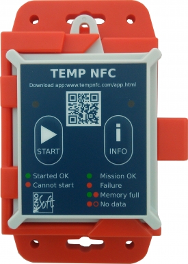 Tecnosoft TempNFC Registador de Temperatura sem contacto suporte parede vista frontal